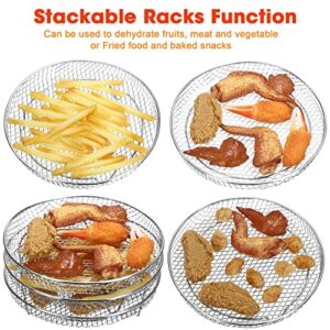 Patelai 6 Pcs Air Fryer Racks 7.8 Inch 3 Layer Stackable Stainless Steel Dehydrator Racks for Oven Air Fryer Accessories, Compatible with Ninjia, Gowise, Fit for 4.2-5.8 Qt Air Fryer Pressure Cooker