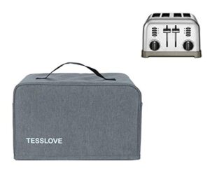 tesslove toaster dust cover compatible with cuisinart 4 slice toaster, with 2 pockets can put jam spreader knife & toaster tongs, prevent from water dust and fingerprint
