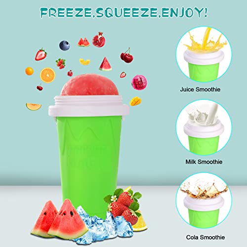 Lemtrflo Quick Frozen Magic Cup, Squeeze Slushie Maker Cup,Double Layer Squeeze Slushy Maker Cup,Portable Homemade Slushy Cup, Silicone Smoothie Maker Cup for Kids and Adults