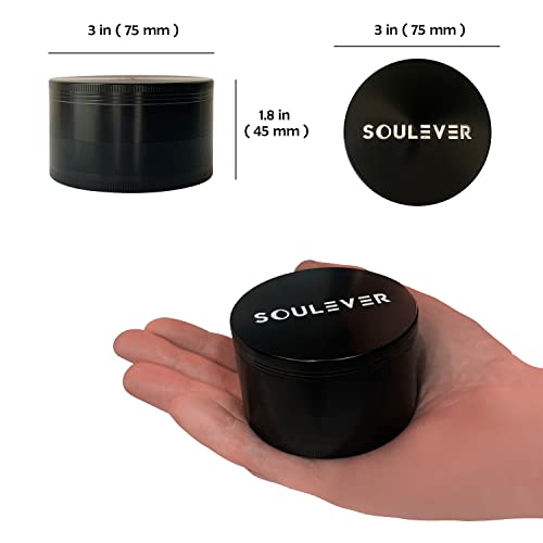 SOULEVER Spice Grinder Large 3 Inch Black