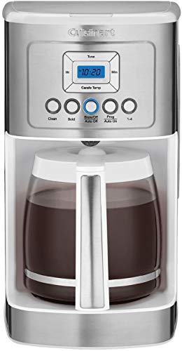 Cuisinart DCC-3200 14-Cup Glass Carafe with Stainless Steel Handle Programmable Coffeemaker, White (Renewed)