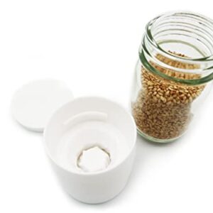 Glass Sesame Seed Grinder, Durable Sesame Mill, (Capacity: About 1oz of Sesame Seeds) Made in Japan (White)