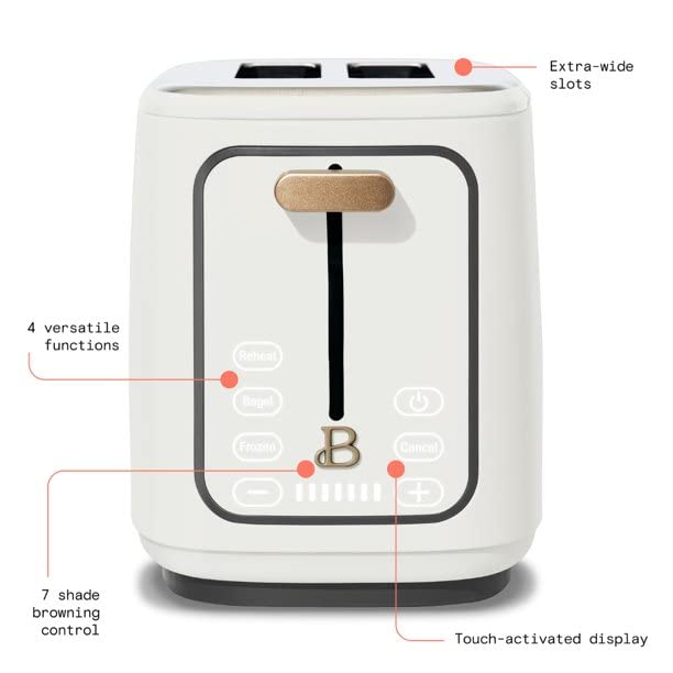 Beautiful 2 Slice Touchscreen Toaster, White Icing
