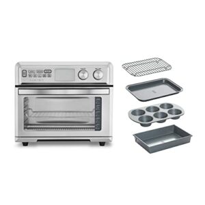 cuisinart toa-95 large digital airfryer toaster oven bundle with metallic 4-piece non-stick toaster oven bakeware set (2 items)