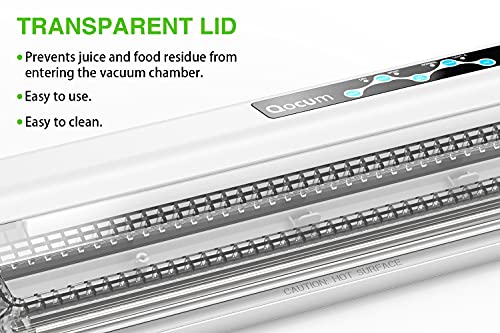 Qocum Vacuum Sealer Machine for Food Savers and Sous-Vide, Automatic Food Sealer with Dry/Moist/Normal/Gentle Mode, Clear Cover Design, food saver Vacuum Sealer Compatible with All Vacuum Sealer Bags