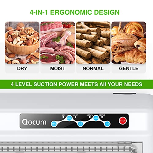 Qocum Vacuum Sealer Machine for Food Savers and Sous-Vide, Automatic Food Sealer with Dry/Moist/Normal/Gentle Mode, Clear Cover Design, food saver Vacuum Sealer Compatible with All Vacuum Sealer Bags