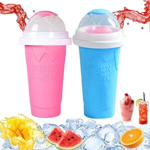 cdbz slushie maker cup slushy maker squeeze cup slushy ice cream maker quick frozen smoothies cup cooling cup (pink+blue)