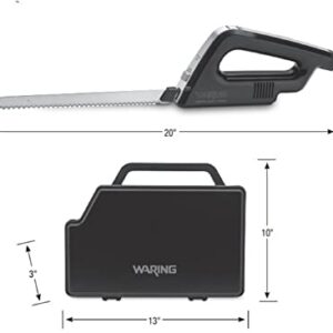 Waring Commercial WEK200 Cordless Rechargeable Electric Knife w/Bread and Carving Blades, Includes Case, 120V, 5-15 Phase Plug, Black