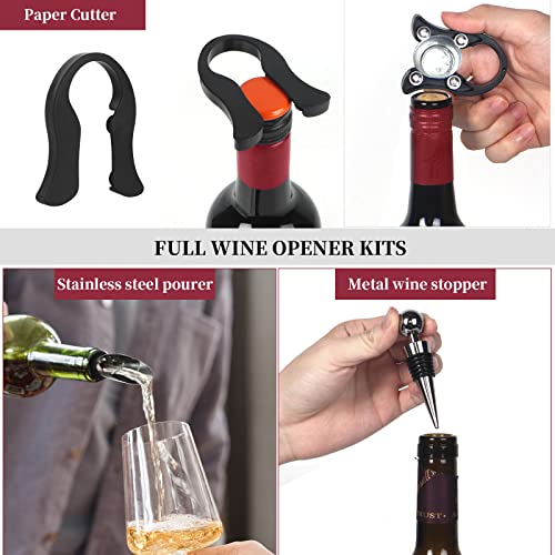 Wine Opener-Wine Bottle Opener Corkscrew Set- Lever Corkscrew Wine Openers with Foil Cutter, Wine Stopper,Pourer and Extra Spiral by IIQ