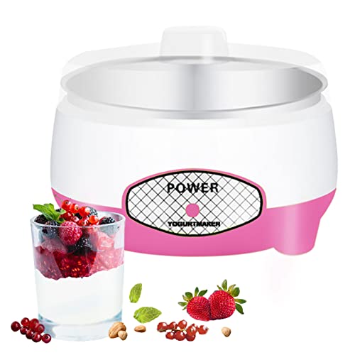 Swity Home Greek Yogurt Maker, 0.8 Quart Constant Temperature Automatic Yogurt Machine with Stainless Steel Inner Pot, Easy to Use for Beginner (Pink)