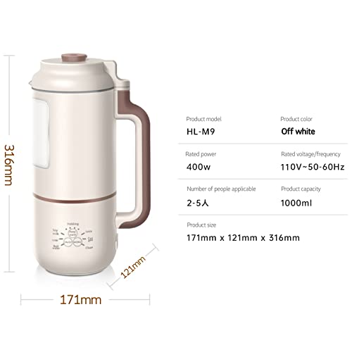 Mini Soybean Milk Maker, 1000ml Juicer Maker, Free Filtering, Self Cleaning For Household 1-4 Person,Portable Soy Milk Machine