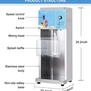 Commercial Auto Ice Cream Mixer Electric Ice Cream Blender Machine 350W Milkshake Mixing Machine for Hard Ice Cream (110V)