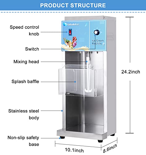 Commercial Auto Ice Cream Mixer Electric Ice Cream Blender Machine 350W Milkshake Mixing Machine for Hard Ice Cream (110V)