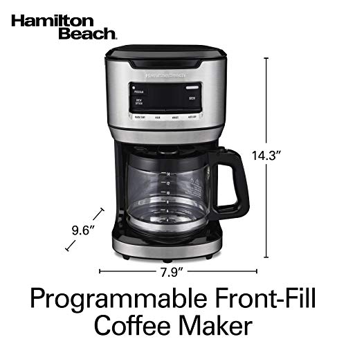 Hamilton Beach Programmable FrontFill Coffee Maker, Extra-Large 14 Cup Capacity, Black/Stainless (46390)