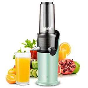 lecone juicer machine, compact masticating slow juicer easy to clean cold press juicer with brush upgraded non-clog filter with reverse function for celery ginger pineapple fruit and vegetable (green)