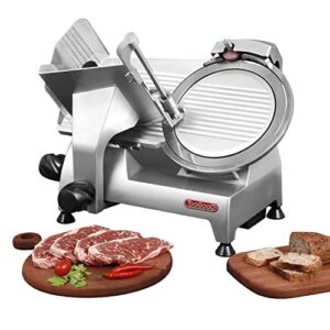 toogood premium commercial slicer 250w, 1/3 hp electric meat slicer, 10″ italian carbon steel blade, semi-frozen meat/cheese/food slicer, 0.5mm to 15mm adjustable