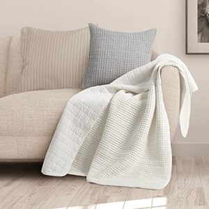 levtex home – mills waffle – throw – cream cotton waffle – throw size 50 x 60in.