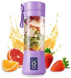 samadex portable blender, personal mixer fruit ice crushing rechargeable with usb, mini blender for smoothie, fruit juice, milk shakes, 13oz, six 3d blades for great mixing (purple)