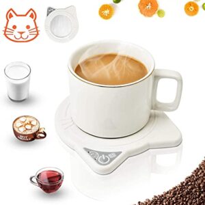Coffee Mug Warmer with Cup, Electric Cup Warmer & Beverage Heater for Desk Smart heater Auto Shut Off, Heated Mug Use for Office/Home to Warm Coffee Tea Milk