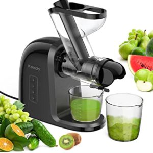 Kalado Slow Juicer Machines Vegetable and Fruit, 3”Extra Large Chute with Quiet Motor & Reverse Function, Cold Press Juicer 200W Power, BPA-Free & 2 Heat-Resistant Glasses in Jet Black