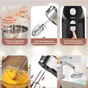 Hand Mixer Electric 5-Speed Handheld Kitchen Mixer for Cake, Egg White, Yeast Dough, Include 5 Stainless Steel Accessories, (2 Beaters, 2 Dough Hooks & 1 Whisk), with Eject/ Turbo Function, 450W Peak