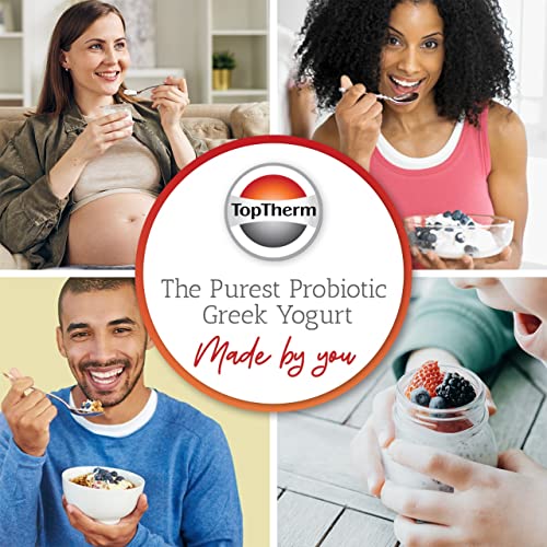 TopTherm Yogurt Maker - All you Need For Probiotic Plain & Greek Yogurt Maker- Fresh Homemade Yogurt- Probiotic Starter Culture, Container, Basket, Strainer, Temperature C- Non-BPA Plastic - Gut Support Starter