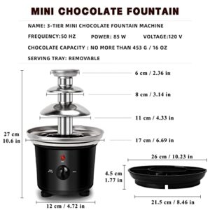 Outamateur 16-Ounce Chocolate Fondue Fountain,3-Tier Electric Melting Machine,MINI Chocolate Fountain,Hot Chocolate Fondue With Removal Fruits/Nuts/Treats Serving Tray,for BBQ Sauce,Ranch,Nacho Cheese,Liqueurs