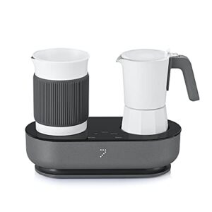 SEVEN&ME Espressor Machine black & white Coffee Maker, with Milk Froth All-in-One Espresso Machine Combination, Latte Cappuccino Macchiato Espresso Electric Moka Pot, One Click Smart Operation（8.66"）