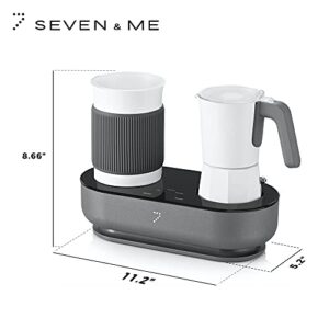 SEVEN&ME Espressor Machine black & white Coffee Maker, with Milk Froth All-in-One Espresso Machine Combination, Latte Cappuccino Macchiato Espresso Electric Moka Pot, One Click Smart Operation（8.66"）