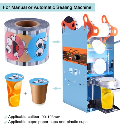 JIAWANSHUN Milk Cup Sealing Film Tea Cup Sealer Film 2500 Cups 90-105mm (3.5"- 4")