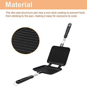 Toasted Sandwich Maker, Non Stick Coating Grill Pan Double Sided Frying Pan with Heat-Resistant Handles Suitable for Home Cooks Toasties, Breakfast Indoor & Outdoor