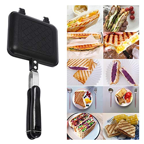 Toasted Sandwich Maker, Non Stick Coating Grill Pan Double Sided Frying Pan with Heat-Resistant Handles Suitable for Home Cooks Toasties, Breakfast Indoor & Outdoor