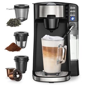 boly 6-in-1 coffee maker with auto milk frother, single serve coffee, tea, latte and cappuccino machine, compatible with capsule & ground coffee, compact coffee maker