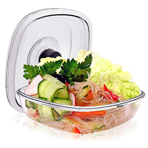 NutriChef Air Vacuum Seal Food Container - 1 Liter Capacity Kitchen Reusable Airtight Food Saver Sealer Storage Box Canister Meal Prep, Lunch, Bread, Cereal, Keeps Food Fresh Tasty - PKVSCN1L