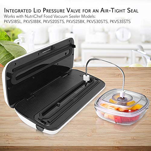 NutriChef Air Vacuum Seal Food Container - 1 Liter Capacity Kitchen Reusable Airtight Food Saver Sealer Storage Box Canister Meal Prep, Lunch, Bread, Cereal, Keeps Food Fresh Tasty - PKVSCN1L