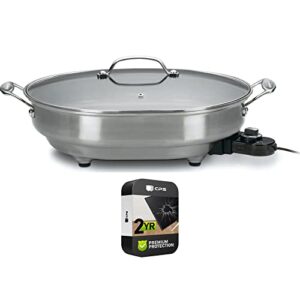 cuisinart csk-150 1500w nonstick electric skillet brushed stainless bundle with 2 yr cps enhanced protection pack