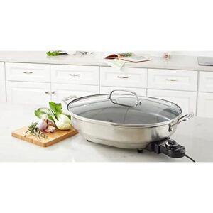 Cuisinart CSK-150 1500W Nonstick Electric Skillet Brushed Stainless Bundle with 2 YR CPS Enhanced Protection Pack