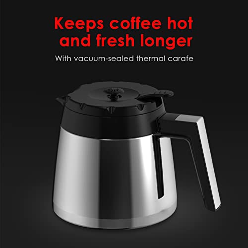 AIRMSEN Drip Coffee Maker 8 Cup, Programmable Coffee Maker 4 Hours Warming Stainless Steel Coffee Machine with Thermal Carafe, Reusable Filter for Home and Office - CM1705WE