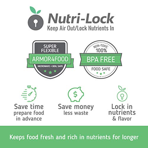 Nutri-Lock Vacuum Sealer Bags. 100x Quart (8x12) and Pint (6x10) Vac Seal Bags (50 of Each). Commercial Grade Food Saver Bags. Works with FoodSaver. Perfect for Sous Vide.