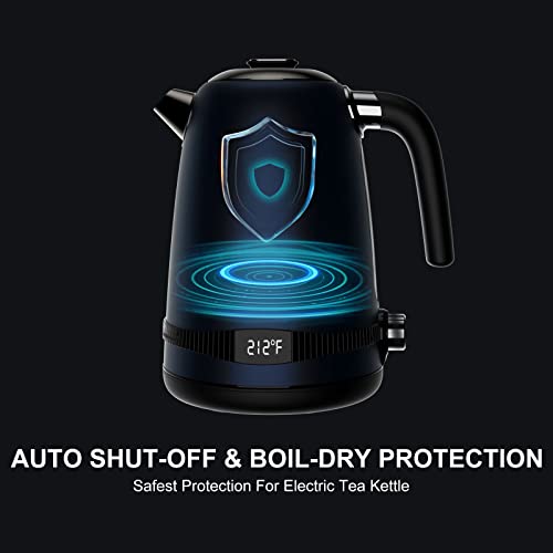 GREECHO Electric Kettle Temperature Control, 1.7L Electric Tea Kettle with LED Display & 7 Heat Settings , 304 Stainless Steel Hot Water Kettle Electric with 1100W Overheat & Boil-dry Protection, Blue