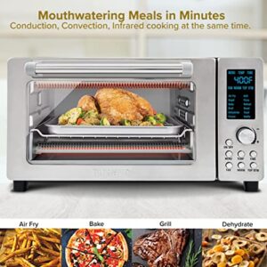 Nuwave Bravo 12-in-1 Digital Toaster Oven, Countertop Convection Oven & Air Fryer Combo, 1800 Watts, 21-Qt Capacity, 50°-450°F Temp Controls, Dual Zone Surround Cooking, Linear T Technology, SS Look
