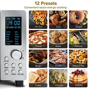 Nuwave Bravo 12-in-1 Digital Toaster Oven, Countertop Convection Oven & Air Fryer Combo, 1800 Watts, 21-Qt Capacity, 50°-450°F Temp Controls, Dual Zone Surround Cooking, Linear T Technology, SS Look