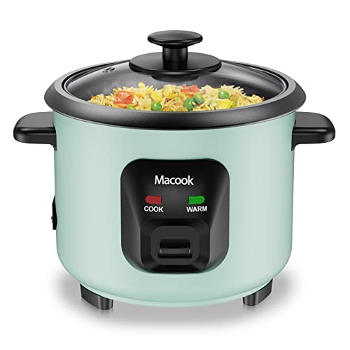 Macook Mini Rice Cooker Small Rice Cooker 3 Cup, Portable Travel Rice Cooker, Auto Keep Warm, Dishwasher Safe, Aqua