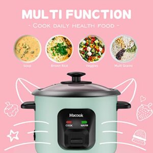 Macook Mini Rice Cooker Small Rice Cooker 3 Cup, Portable Travel Rice Cooker, Auto Keep Warm, Dishwasher Safe, Aqua