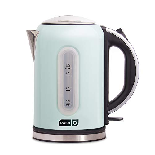 DASH DEK001AQ Electric Kettle + Water Heater with Rapid Boil, Cool Touch Handle, Cordless Carafe, No Drip Spout + Auto Shut Off For Coffee, Tea, Espresso & More, 57 oz/ 1.7 L - Aqua