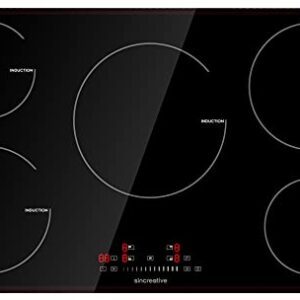 Induction Cooktop 36 Inch, Electric Cooktop 5 Burners, Drop-in Induction Cooker Ceramic Glass Induction Burner With Timer, Child Lock, 9 Heating Level and Sensor Touch Control, ETL & FCC Certified