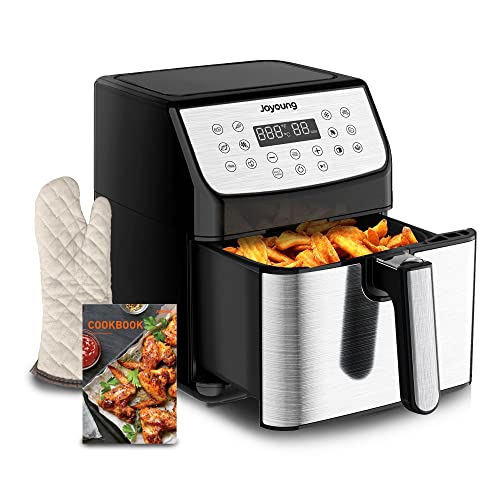 JOYOUNG Air Fryer 5.8QT Detachable Double Basket Air Fryers 1700W 13-in-1 Presets Airfryer One Touch LED Touchscreen Air Fryer Toaster Oven with Recipe