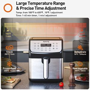 JOYOUNG Air Fryer 5.8QT Detachable Double Basket Air Fryers 1700W 13-in-1 Presets Airfryer One Touch LED Touchscreen Air Fryer Toaster Oven with Recipe