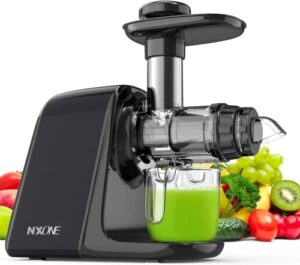 juicer machines, nxone slow masticating juicer, cold press juicer extractor with queit motor/not break, not jammed, slow juicer easy to clean, 3-speed modes for high nutrient vegetables & fruits