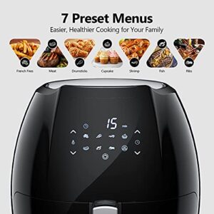 Air Fryer 7.4 QT Large Capacity with 7 in 1 Menus LED Touch Screen Adjustable Time/Temp Control Air Fryers for Home Use Oil-Free Cooking 1800W Electric